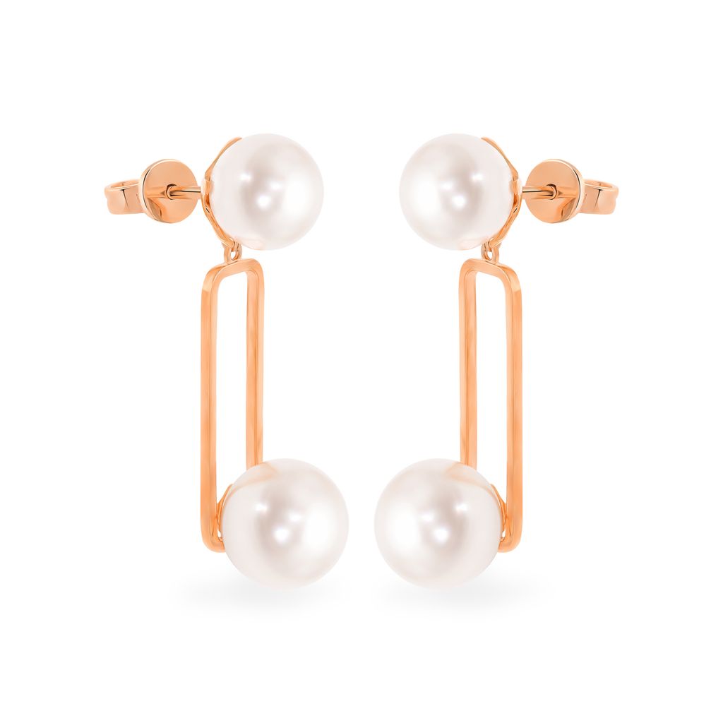 Hoa tai vàng hồng 14K gắn ngọc trai DOJI AFEK000446F3CZ1