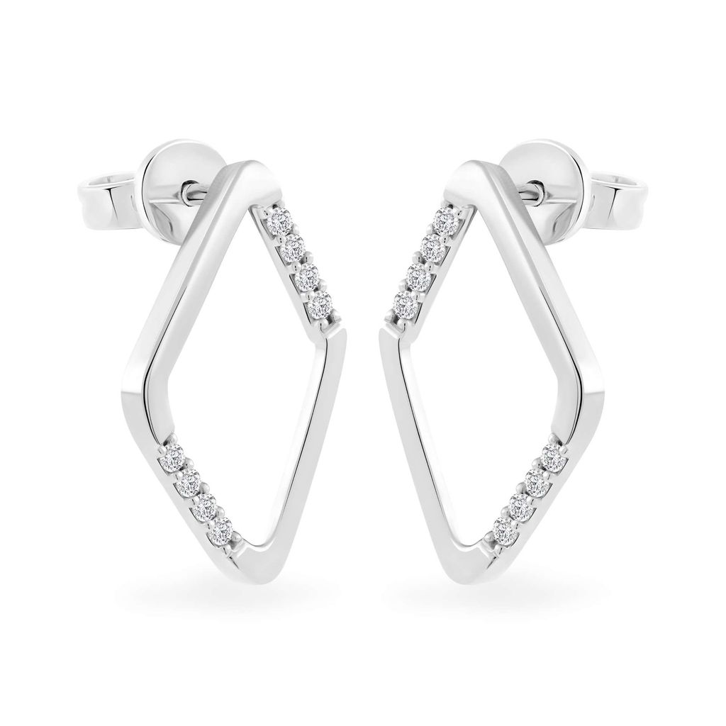 Hoa tai vàng trắng 14K gắn đá CZ DOJI AFEK000490F2CZ1