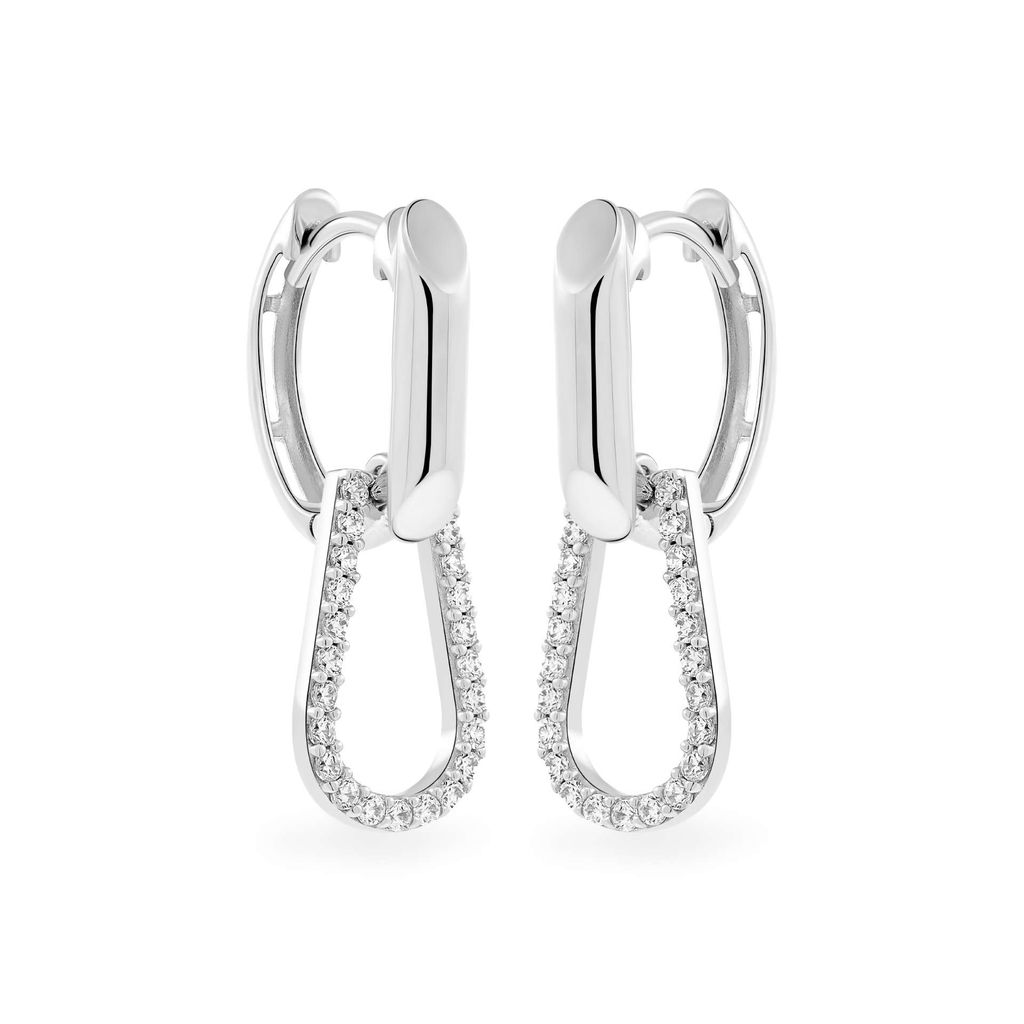 Hoa tai vàng trắng 14K gắn đá CZ DOJI AFEK000506F2CZ1