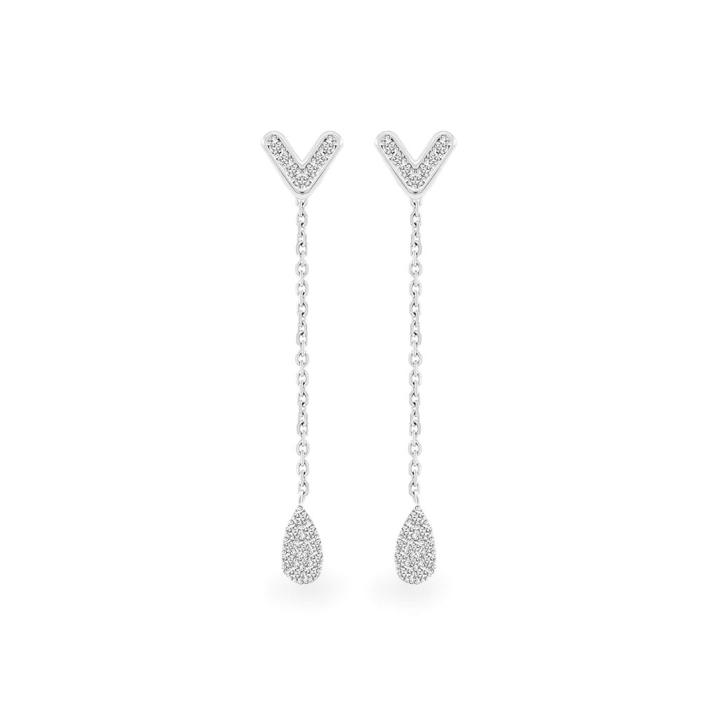Hoa tai vàng trắng 14K gắn đá CZ DOJI AFEK000513F2CZ1
