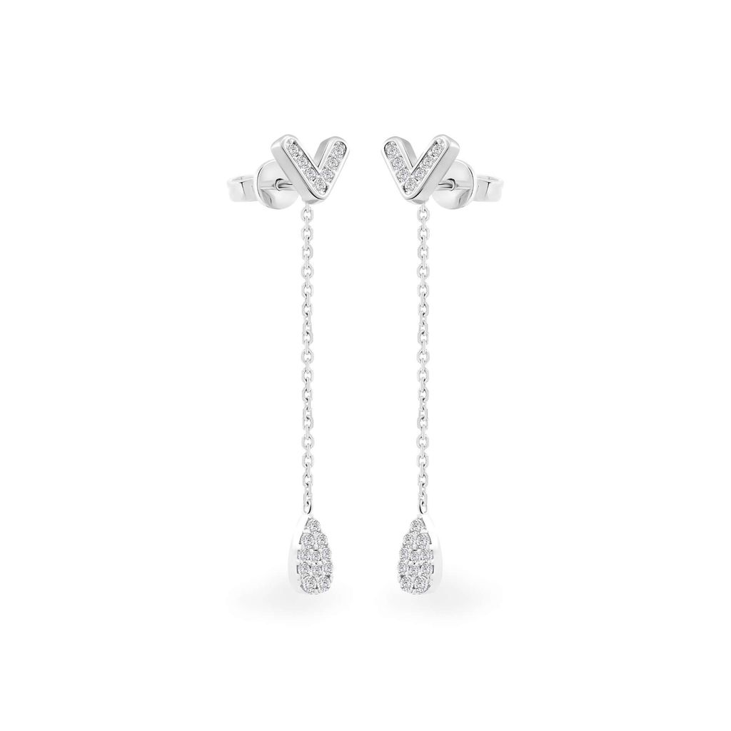 Hoa tai vàng trắng 14K gắn đá CZ DOJI AFEK000513F2CZ1