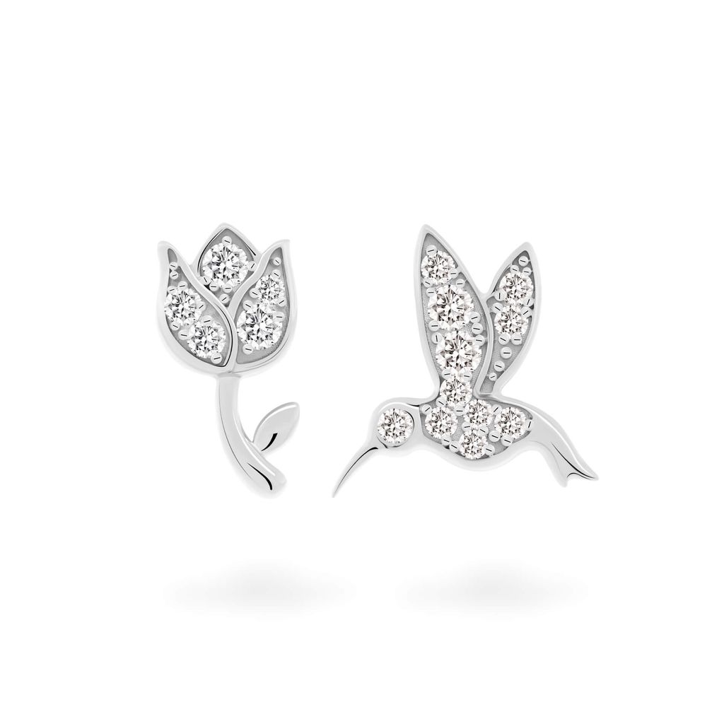Hoa tai vàng trắng 14K gắn đá CZ DOJI AFEK000678F2CZ1