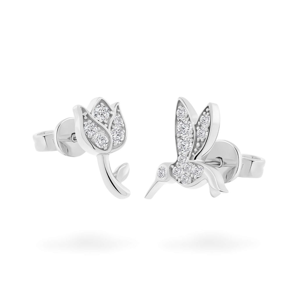 Hoa tai vàng trắng 14K gắn đá CZ DOJI AFEK000678F2CZ1
