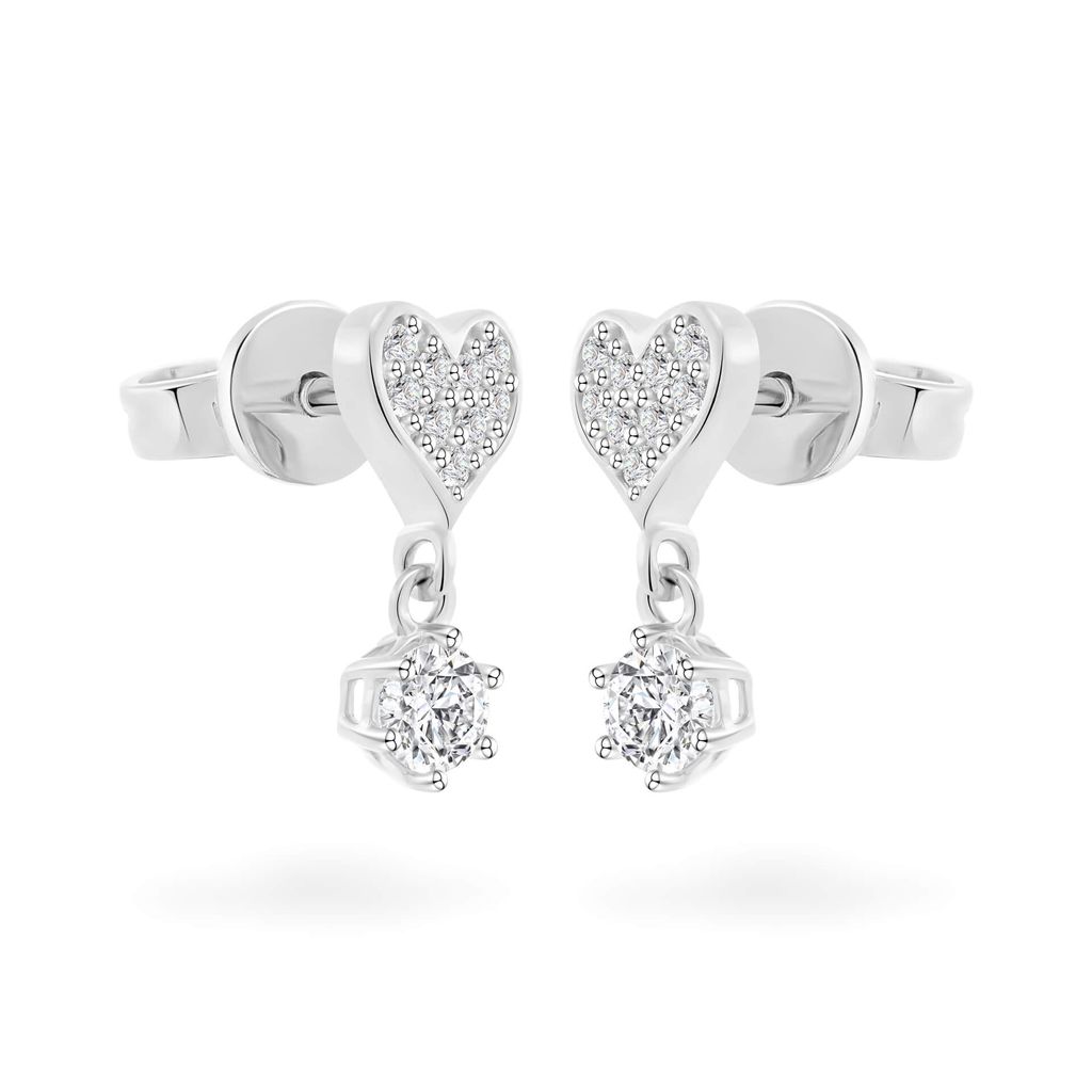 Hoa tai vàng trắng 14K gắn đá CZ DOJI AFEK000682F2CZ1