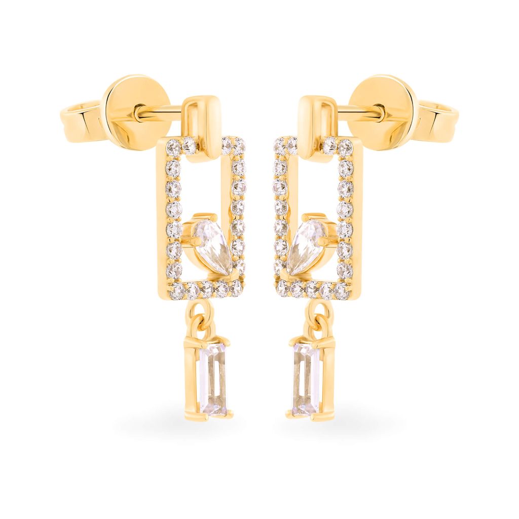 Hoa tai vàng vàng 14K gắn đá CZ DOJI AFEK000690F1CZ1