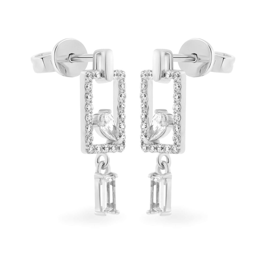 Hoa tai vàng trắng 14K gắn đá CZ DOJI AFEK000690F2CZ1