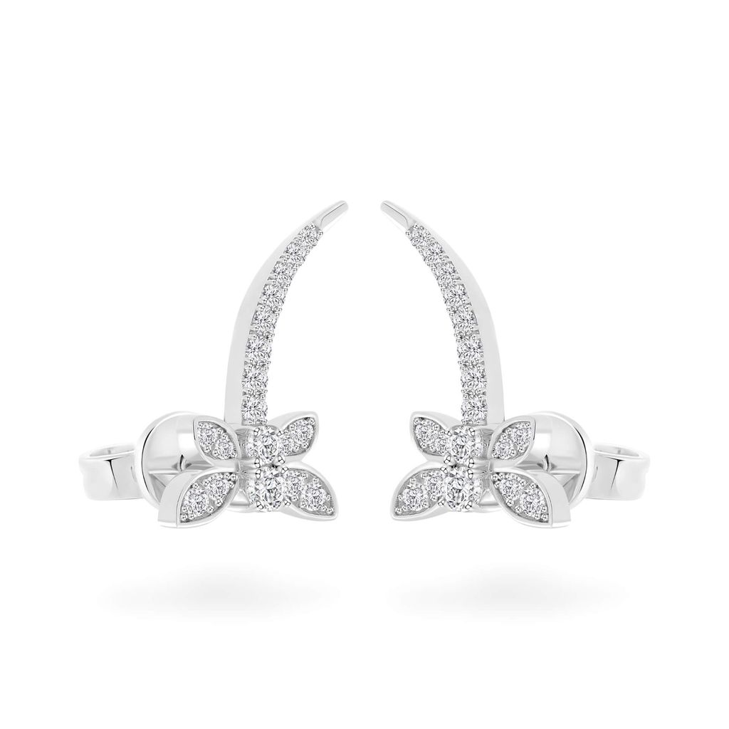 Hoa tai vàng trắng 14K gắn đá CZ DOJI AFEK000693F2CZ1