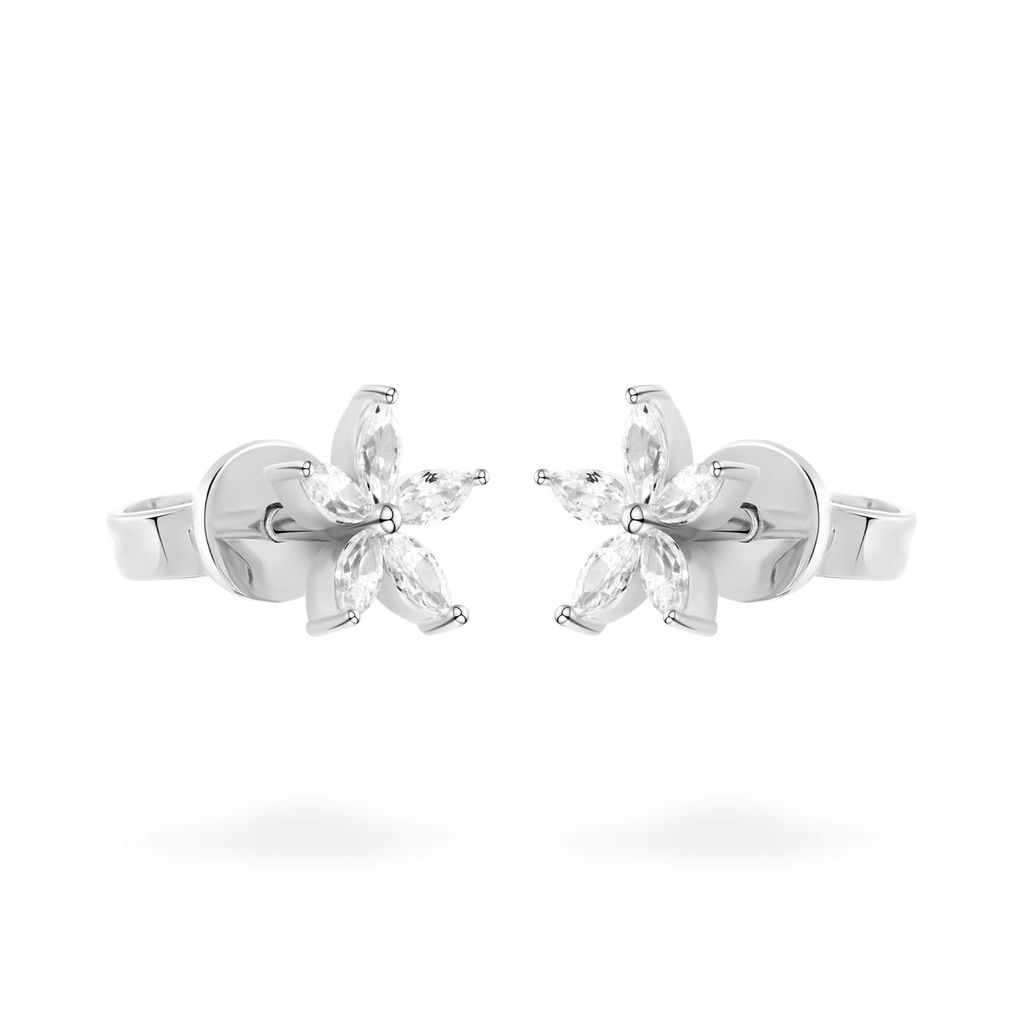 Hoa tai vàng trắng 14K gắn đá CZ DOJI AFEK000706F2CZ1