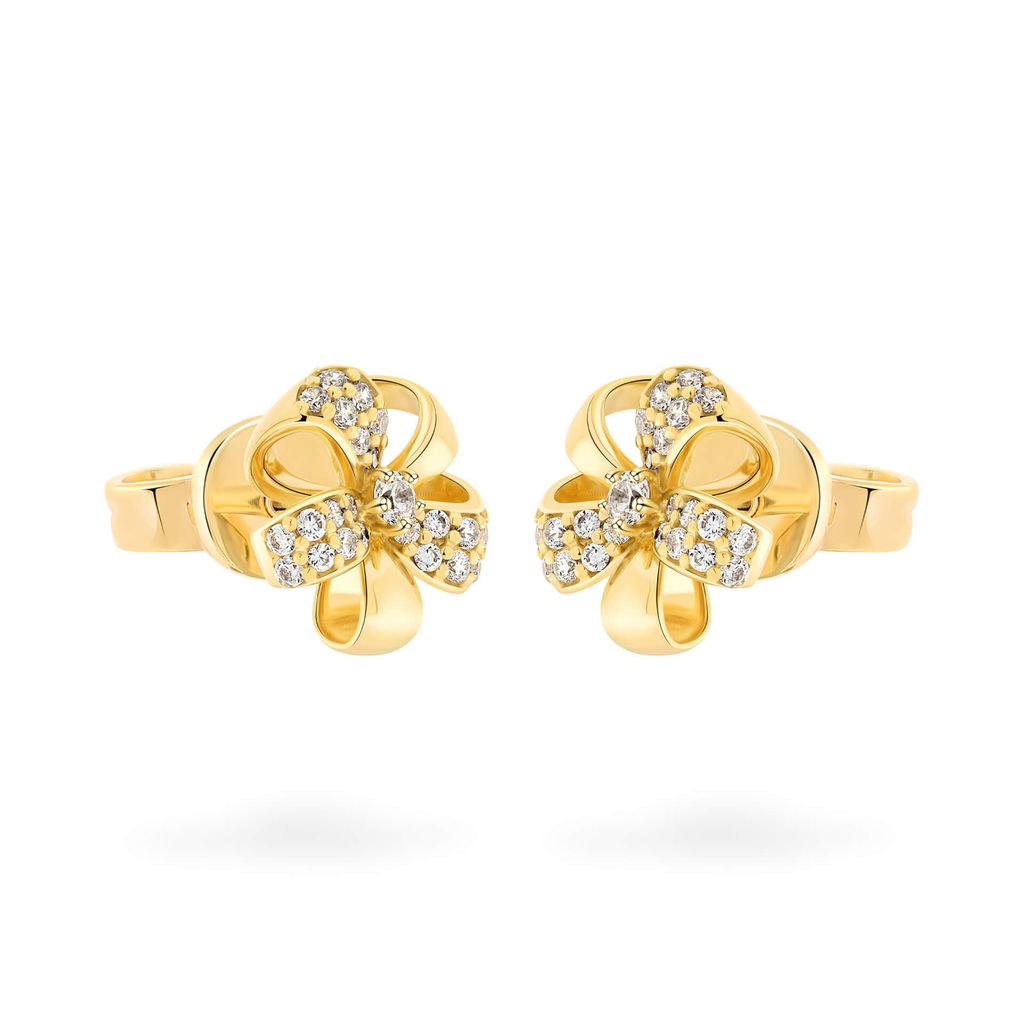 Hoa tai vàng vàng 18K gắn đá CZ DOJI AFEM000473D1CZ1