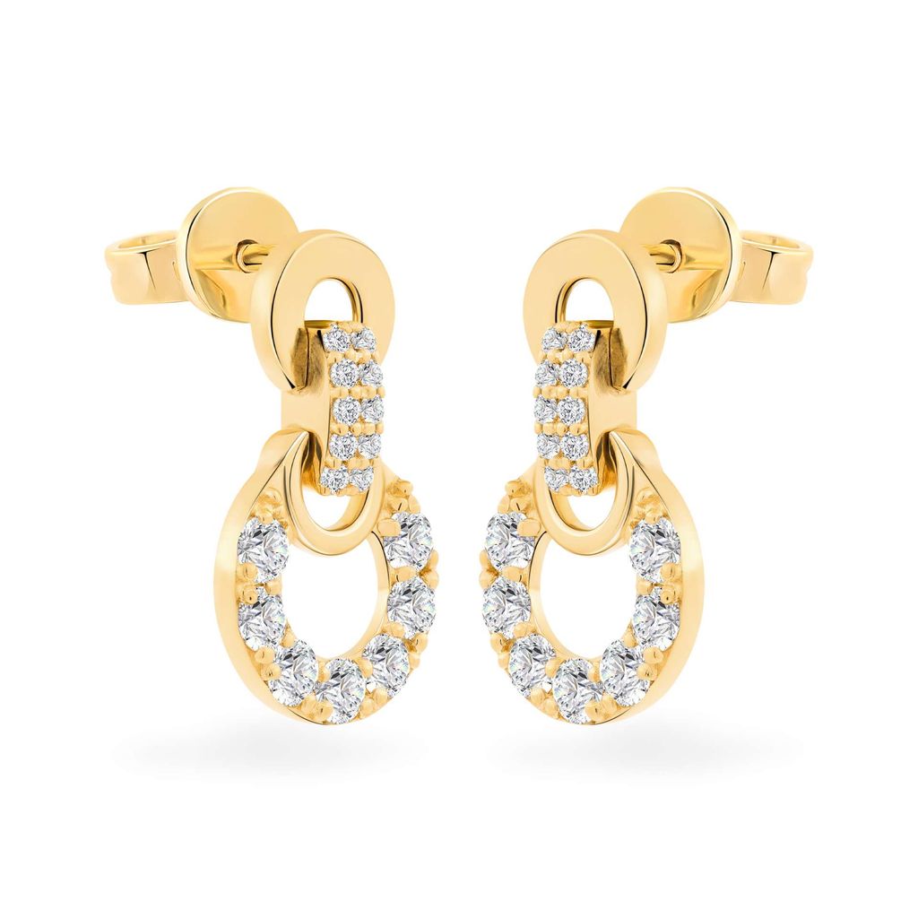 Hoa tai vàng vàng 18K gắn đá CZ DOJI AFEM001022D1CZ1