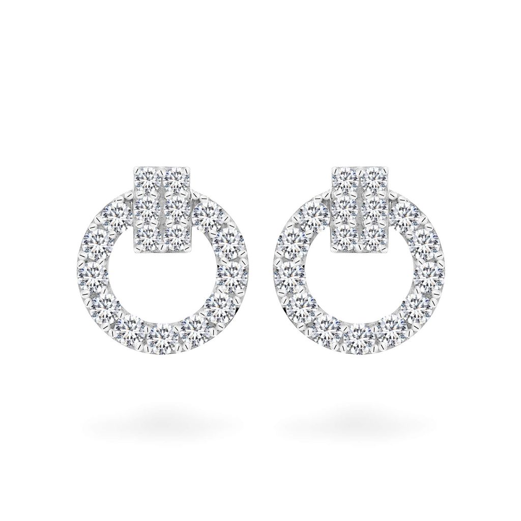 Hoa tai vàng trắng 18K gắn đá CZ DOJI AFEM001090D2CZ1