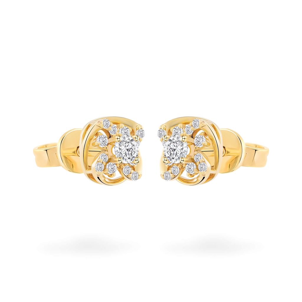Hoa tai vàng vàng 18K gắn đá CZ DOJI AFEM100444D1CZ1