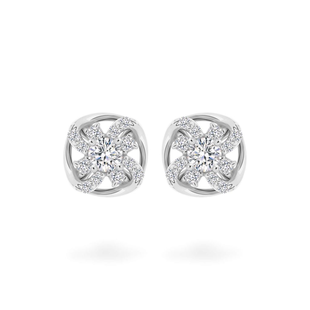 Hoa tai vàng trắng 18K gắn đá CZ DOJI AFEM100444D2CZ1