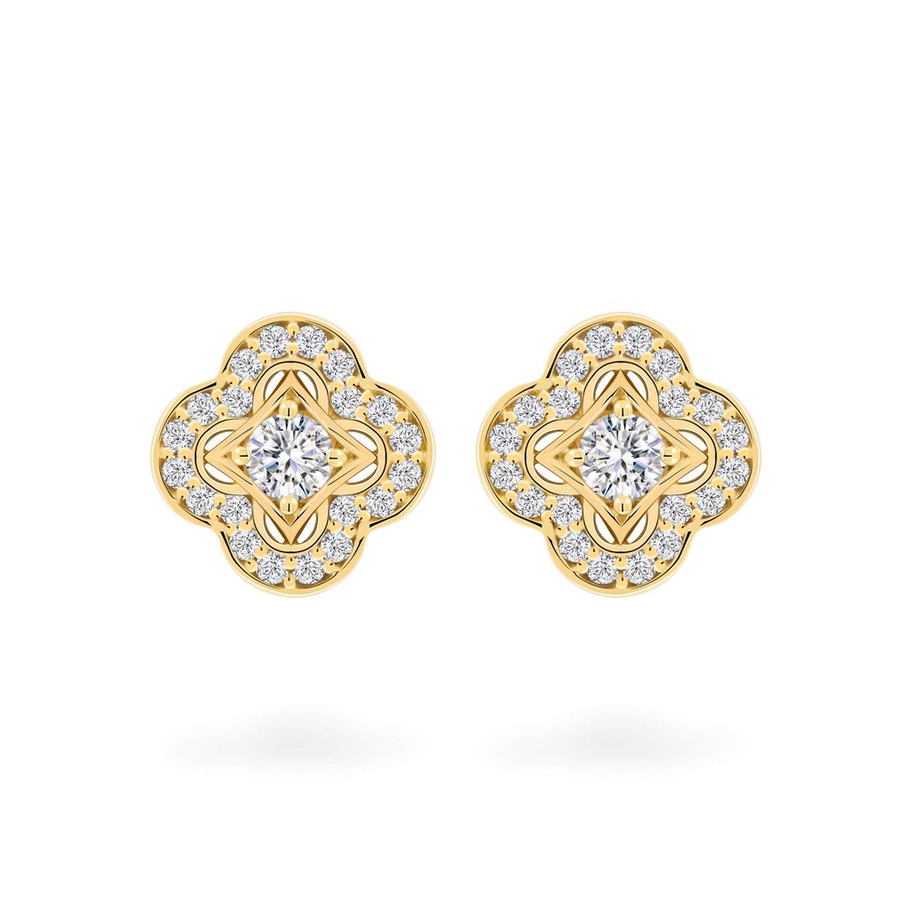 Hoa tai vàng vàng 18K gắn đá CZ DOJI AFEM100471D1CZ1