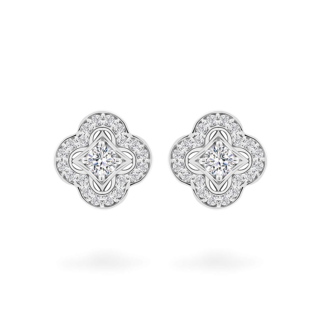 Hoa tai vàng trắng 18K gắn đá CZ DOJI AFEM100471D2CZ1