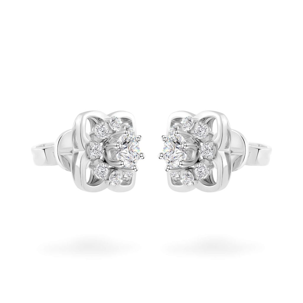 Hoa tai vàng trắng 18K gắn đá CZ DOJI AFEM200443D2CZ1