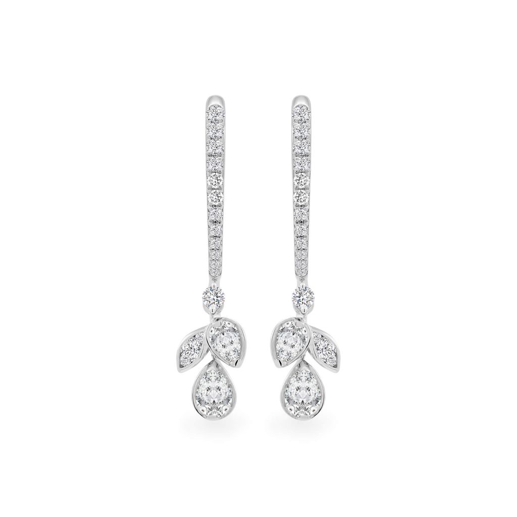 Hoa tai vàng trắng 14K gắn kim cương DOJI AFER000059F2DA1