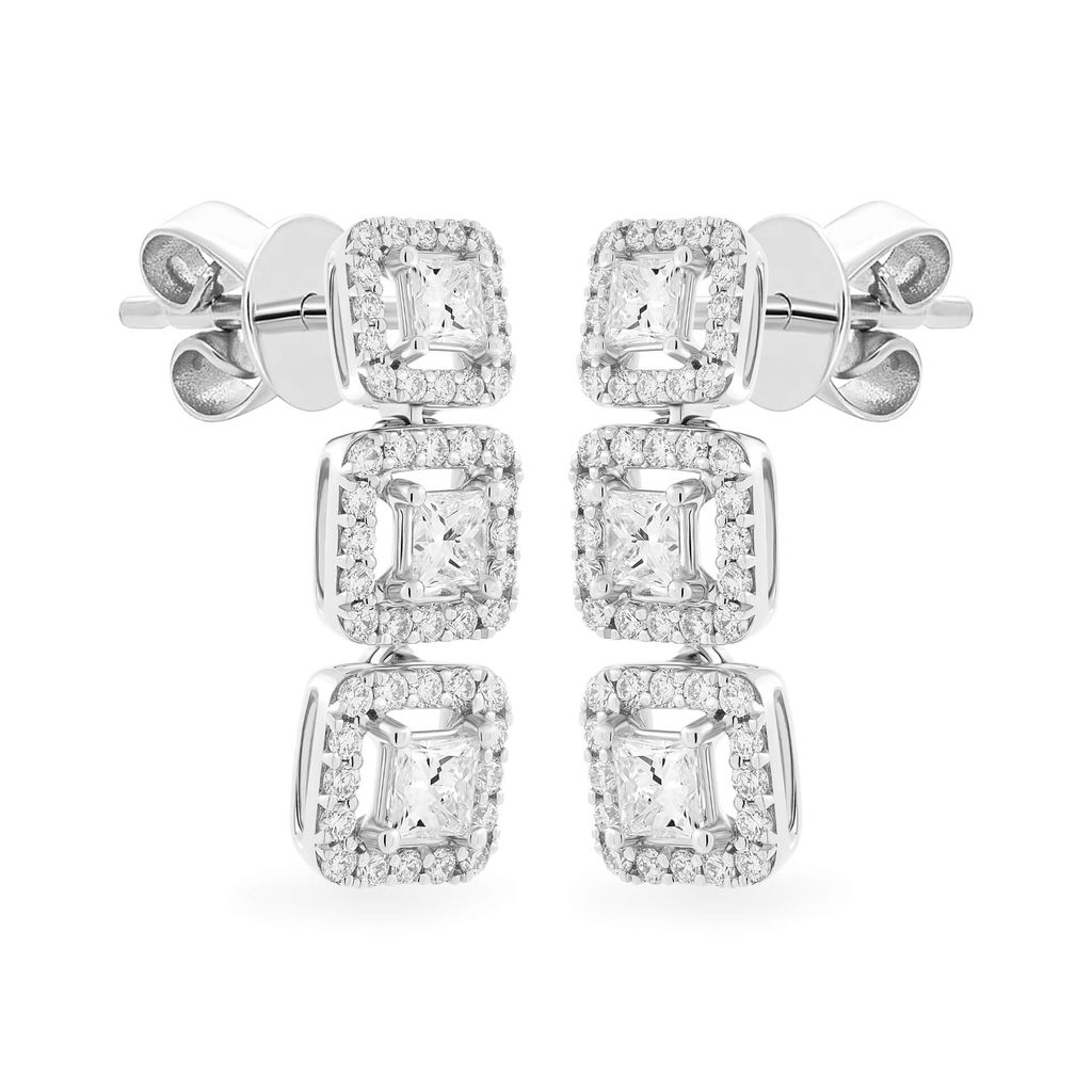 Hoa tai vàng trắng 18K gắn kim cương DOJI AFER000232D2DA1