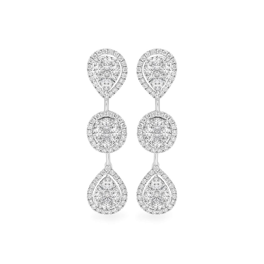 Hoa tai vàng trắng 18K gắn kim cương DOJI AFER000284D2DA1