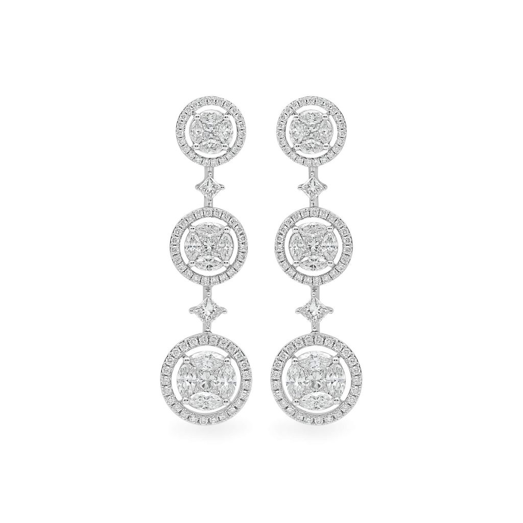 Hoa tai vàng trắng 18K gắn kim cương DOJI AFER000400D2DA1