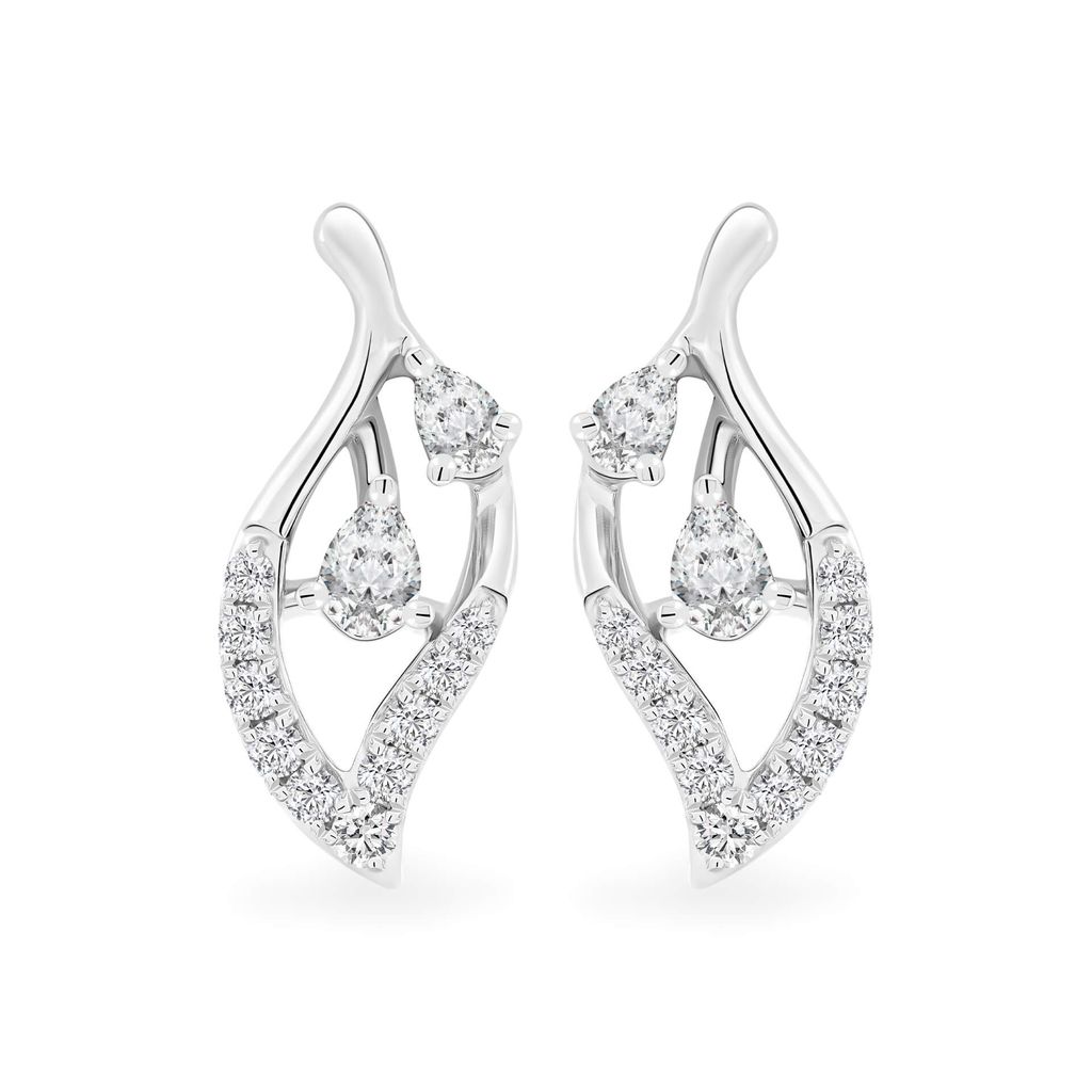 Hoa tai vàng trắng 14K gắn kim cương DOJI AFER000496F2DA1