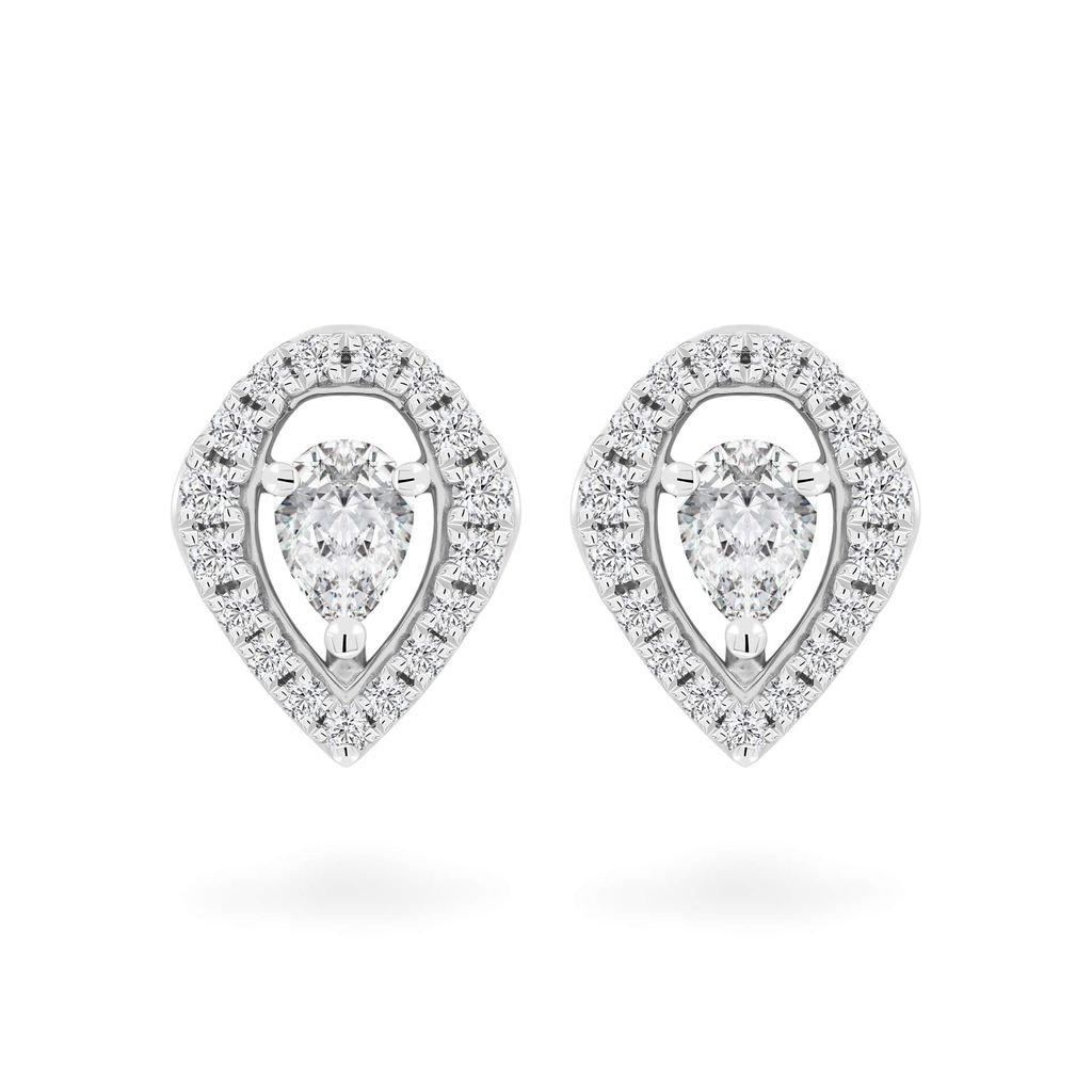 Hoa tai vàng trắng 14K gắn kim cương DOJI AFER000509F2DA1