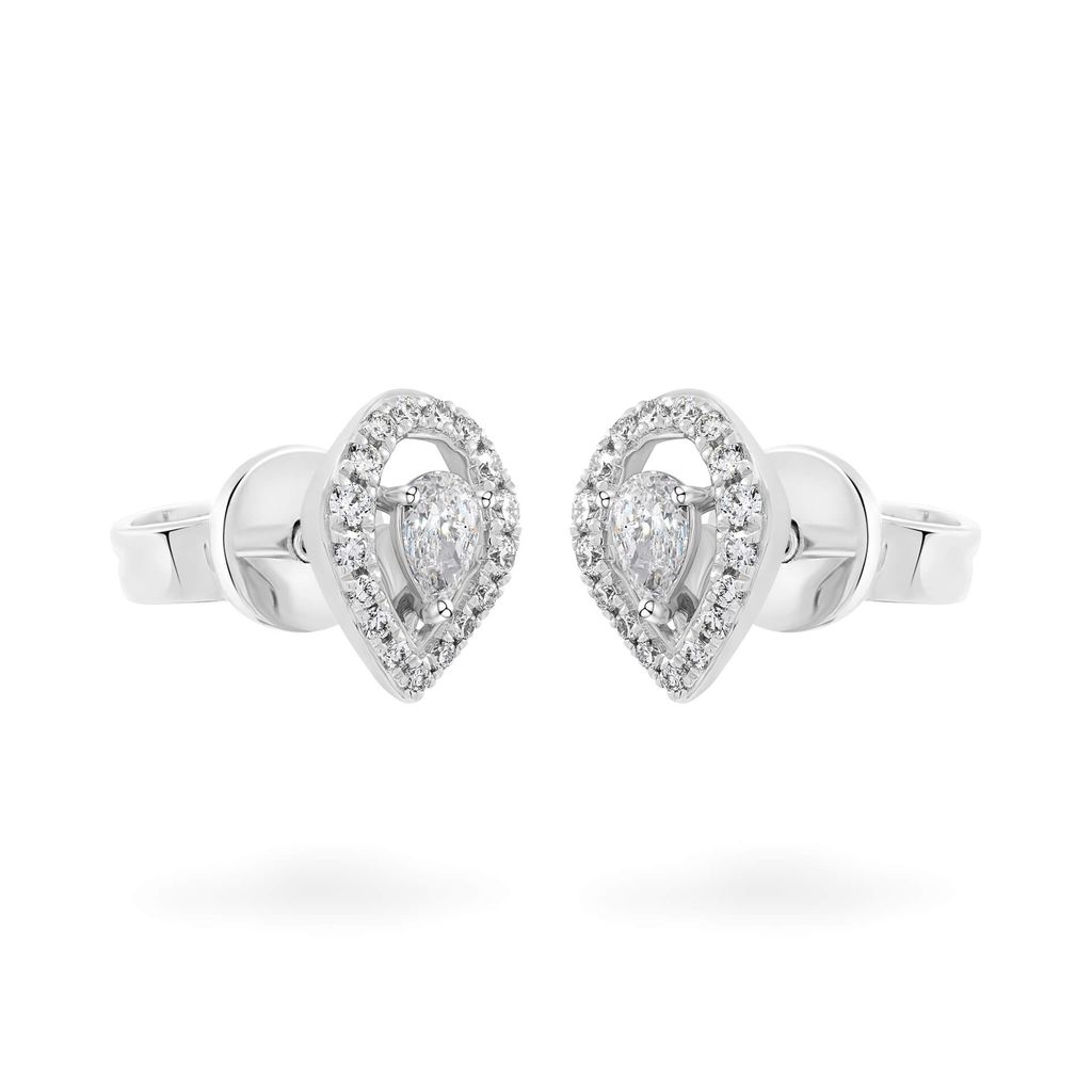 Hoa tai vàng trắng 14K gắn kim cương DOJI AFER000509F2DA1