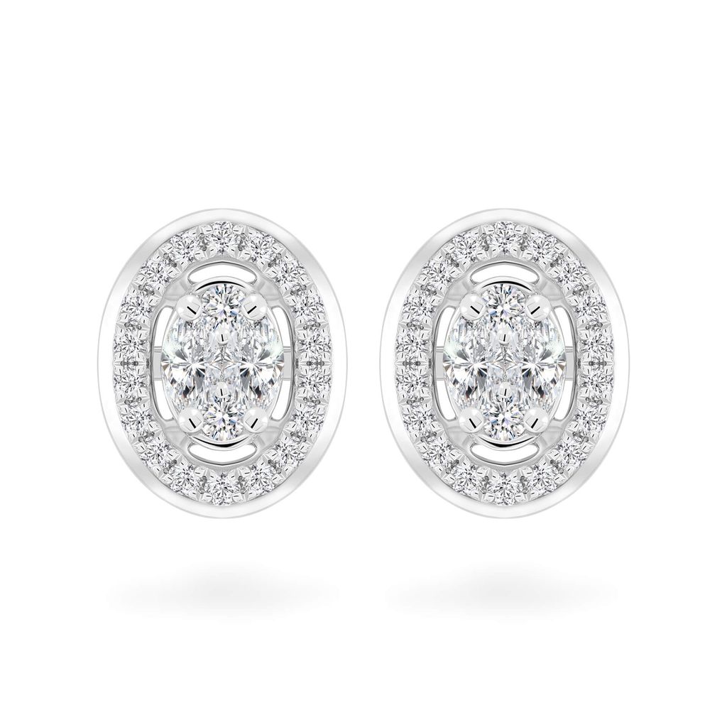 Hoa tai vàng trắng 14K gắn kim cương DOJI AFER000511F2DA1