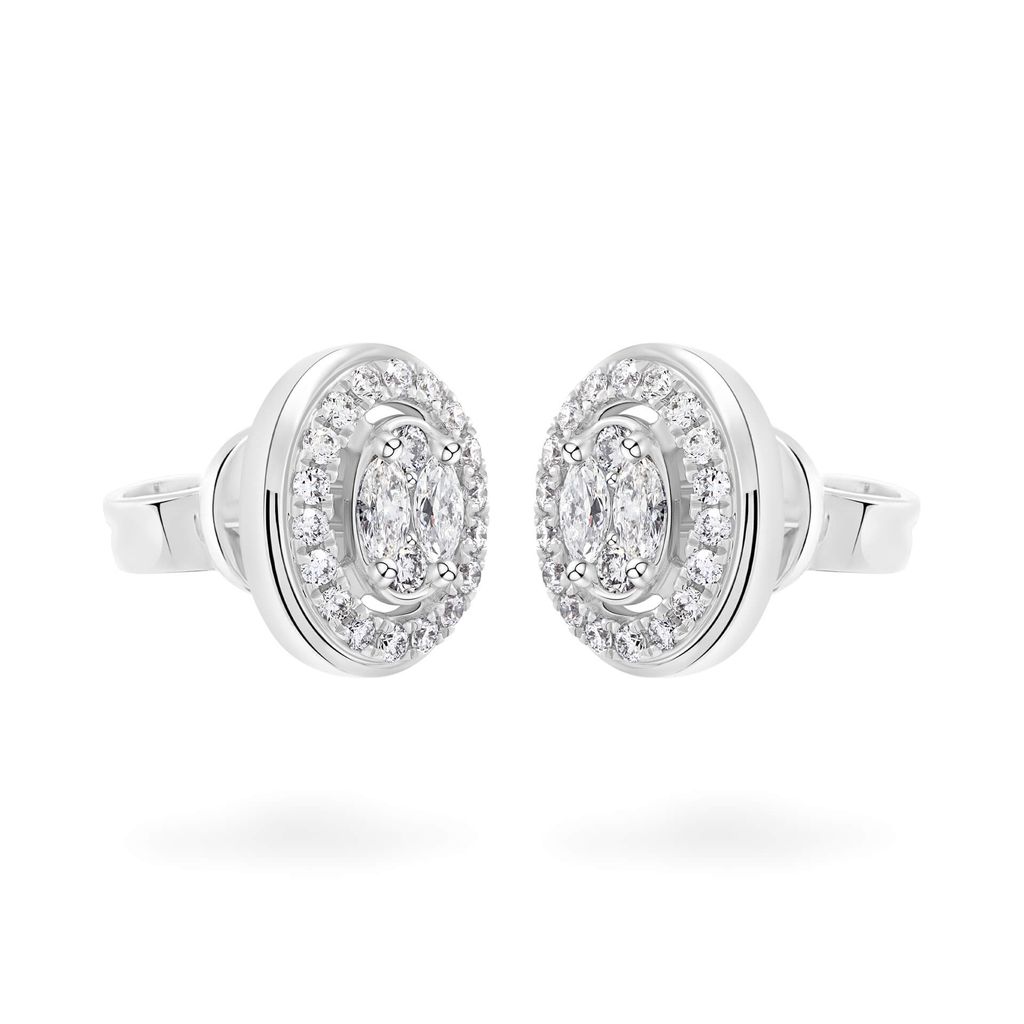 Hoa tai vàng trắng 14K gắn kim cương DOJI AFER000511F2DA1