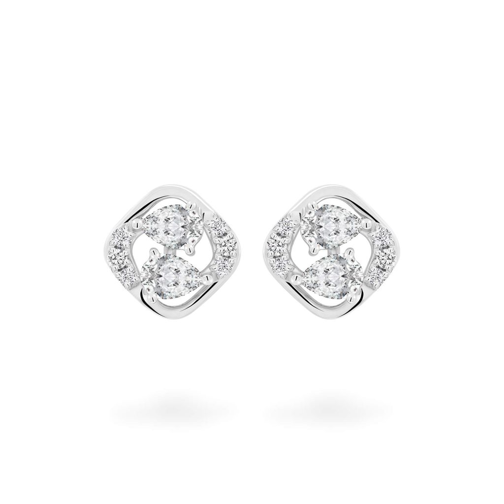 Hoa tai vàng trắng 14K gắn kim cương DOJI AFER000527F2DA1