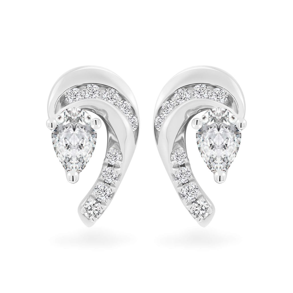 Hoa tai vàng trắng 14K gắn kim cương DOJI AFER000537F2DA1