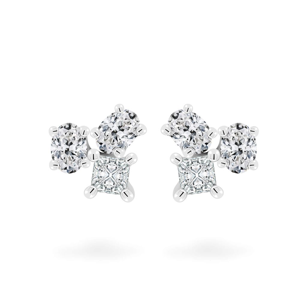 Hoa tai vàng trắng 14K gắn kim cương DOJI AFER000539F2DA1