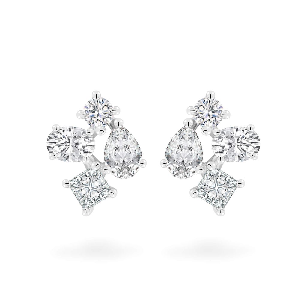 Hoa tai vàng trắng 14K gắn kim cương DOJI AFER000540F2DA1