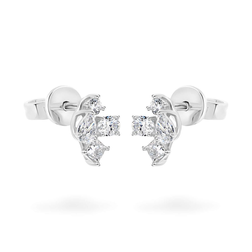 Hoa tai vàng trắng 14K gắn kim cương DOJI AFER000540F2DA1