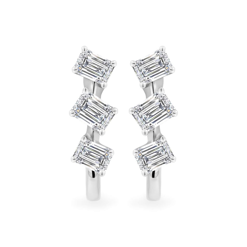 Hoa tai vàng trắng 14K gắn kim cương DOJI AFER000541F2DA1