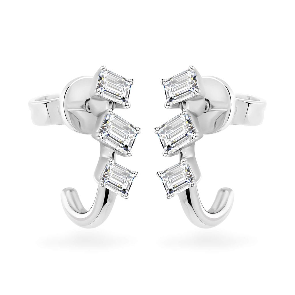 Hoa tai vàng trắng 14K gắn kim cương DOJI AFER000541F2DA1