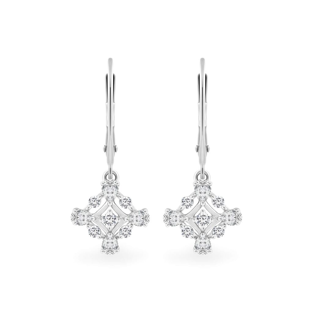 Hoa tai vàng trắng 14K gắn kim cương DOJI AFER000544F2DA1