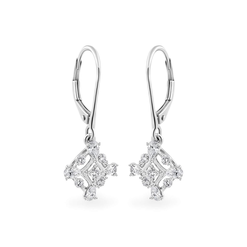 Hoa tai vàng trắng 14K gắn kim cương DOJI AFER000544F2DA1