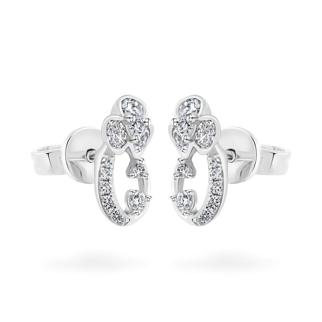 Hoa tai vàng trắng 14K gắn kim cương DOJI AFER000548F2DA1