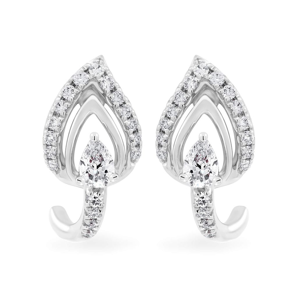 Hoa tai vàng trắng 14K gắn kim cương DOJI AFER000552F2DA1
