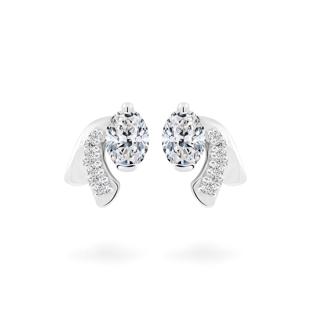 Hoa tai vàng trắng 14K gắn kim cương DOJI AFER000553F2DA1