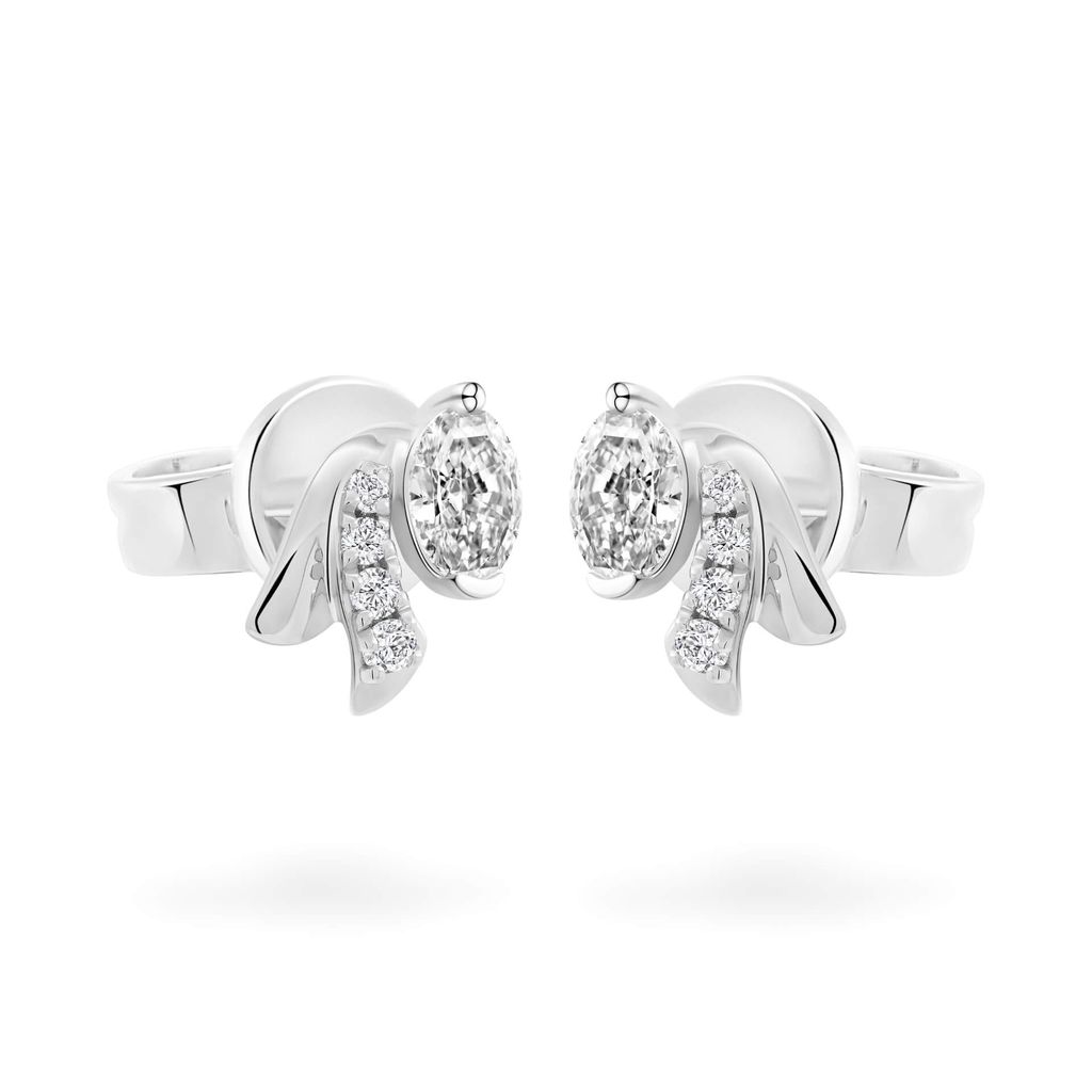 Hoa tai vàng trắng 14K gắn kim cương DOJI AFER000553F2DA1