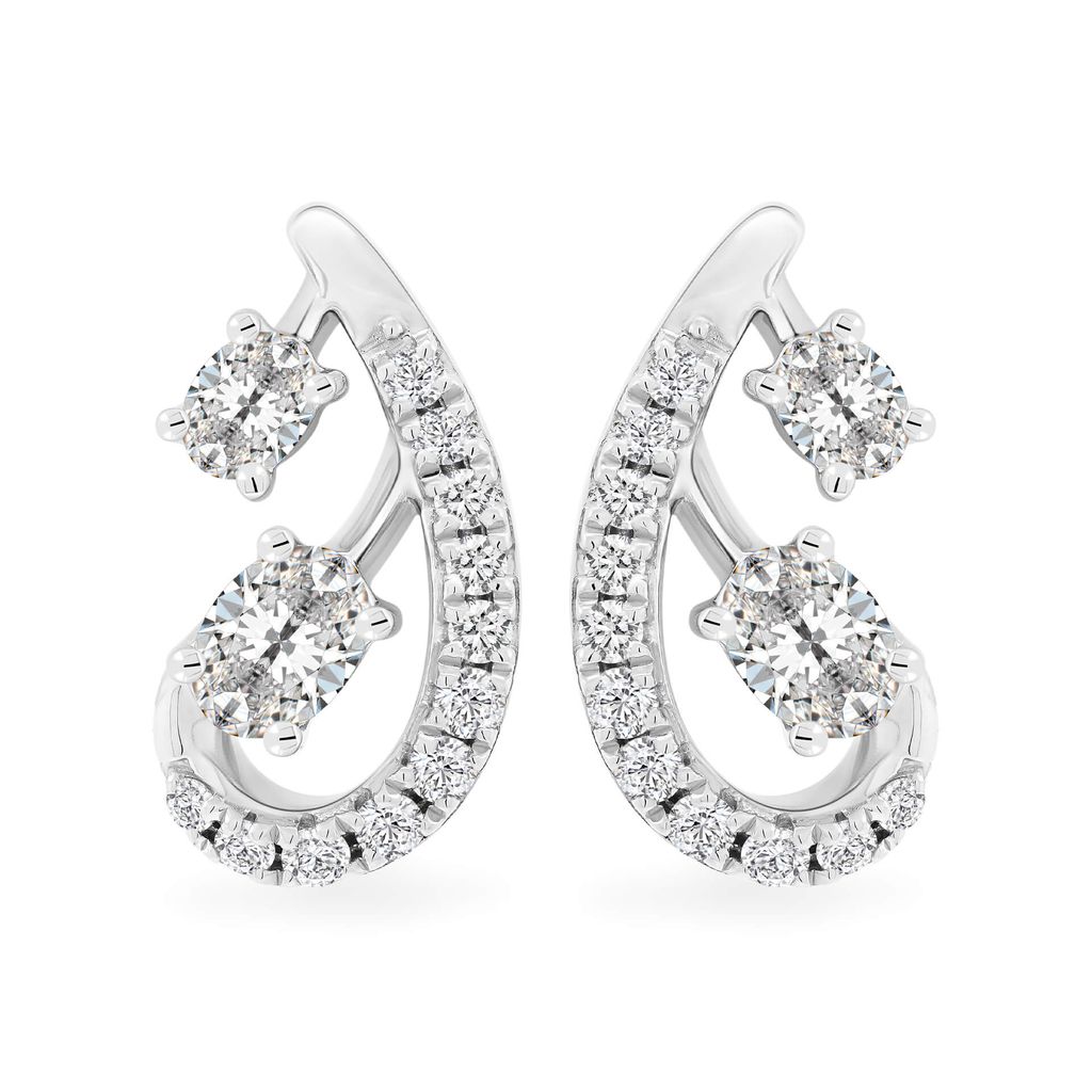 Hoa tai vàng trắng 14K gắn kim cương DOJI AFER000554F2DA1