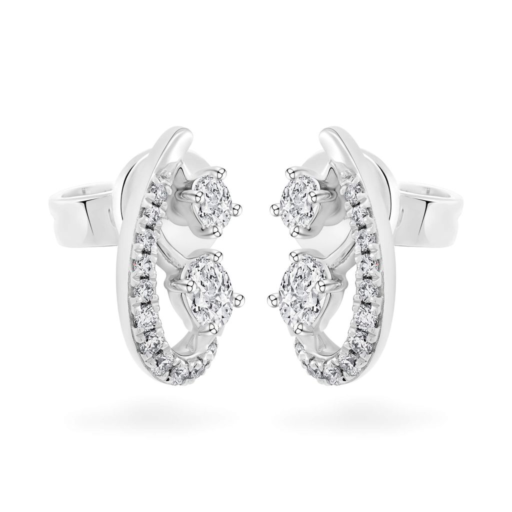 Hoa tai vàng trắng 14K gắn kim cương DOJI AFER000554F2DA1