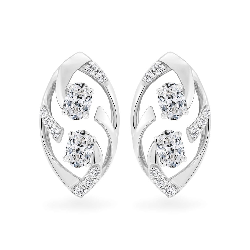 Hoa tai vàng trắng 14K gắn kim cương DOJI AFER000555F2DA1
