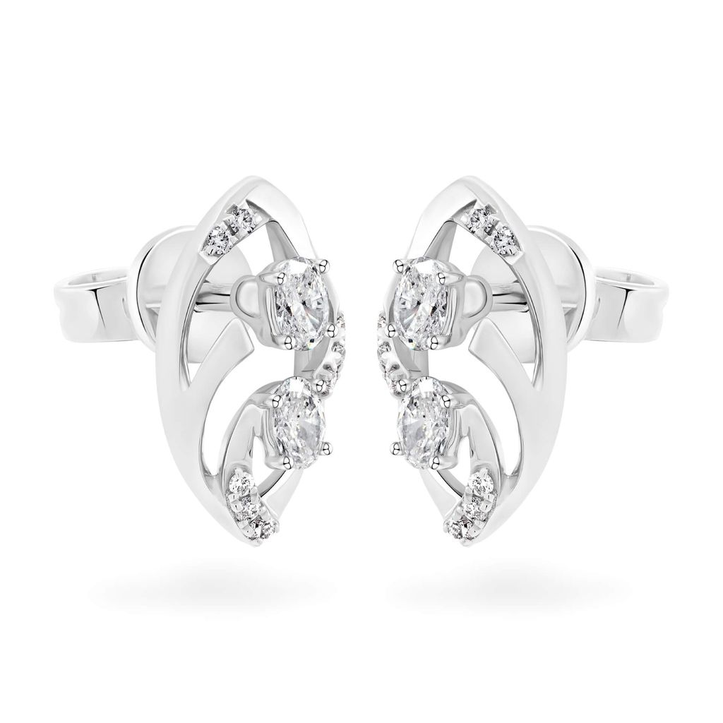Hoa tai vàng trắng 14K gắn kim cương DOJI AFER000555F2DA1