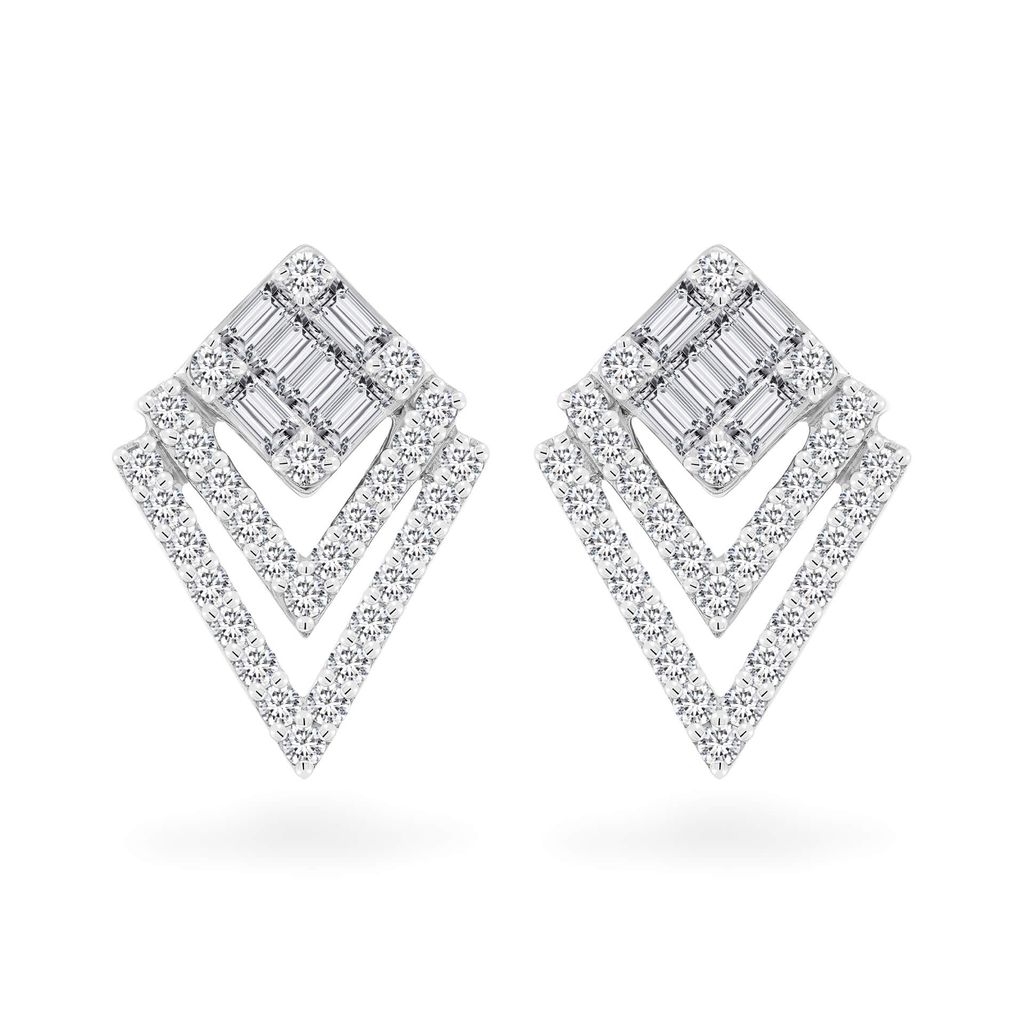 Hoa tai vàng trắng 14K gắn kim cương DOJI AFER100156F2DA1