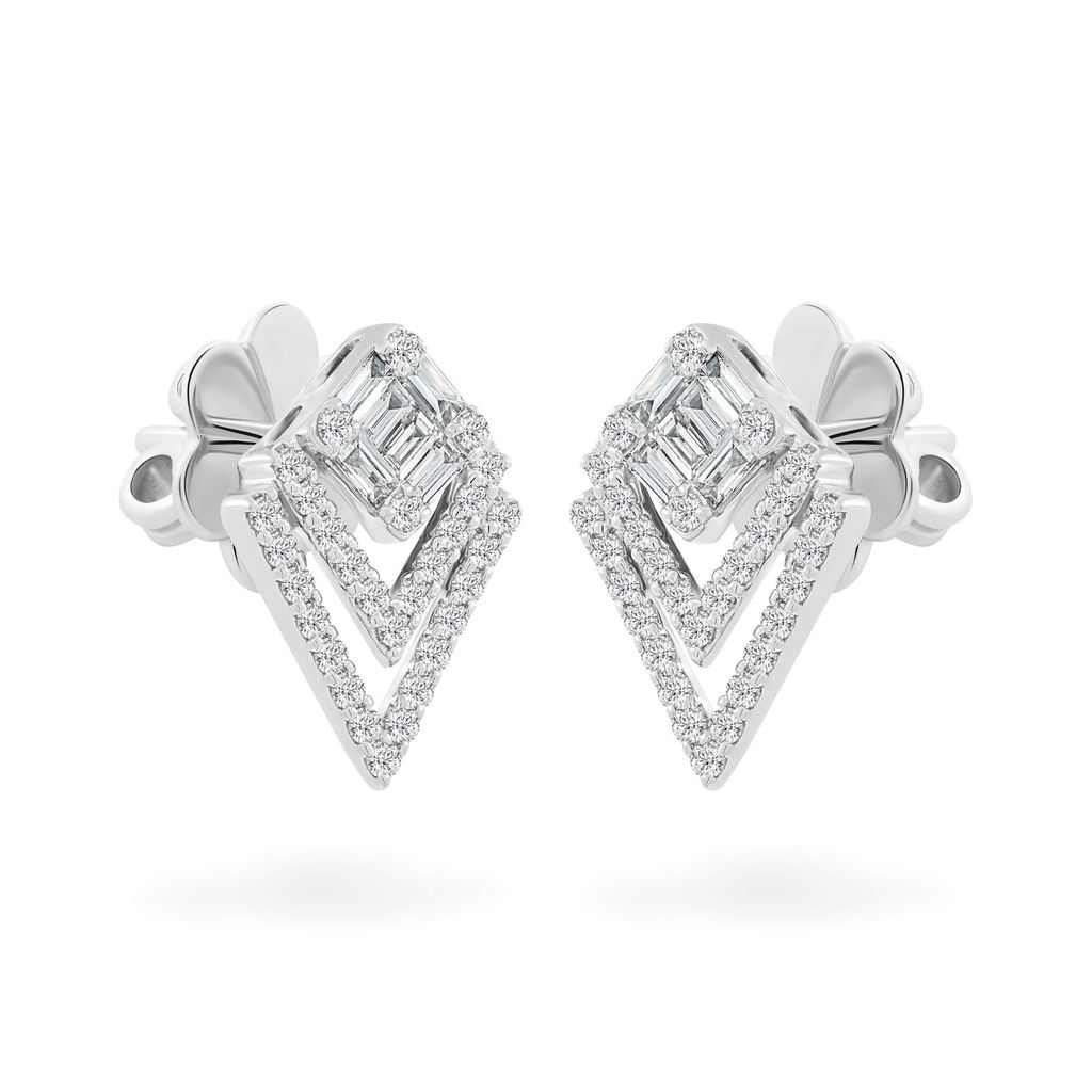 Hoa tai vàng trắng 14K gắn kim cương DOJI AFER100156F2DA1