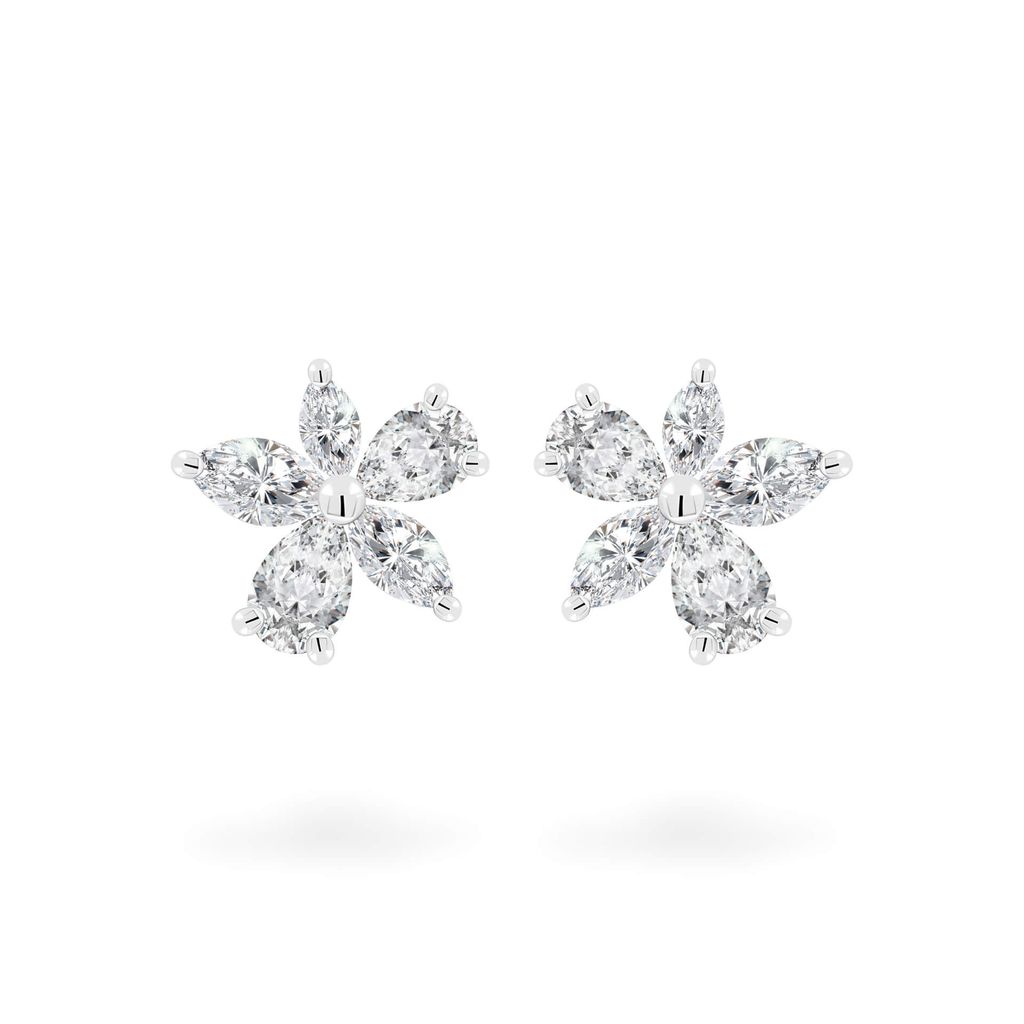 Hoa tai vàng trắng 14K gắn kim cương DOJI AFER400131F2DA1