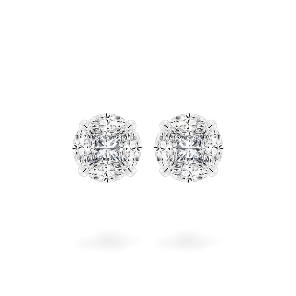 Hoa tai vàng trắng 14K gắn kim cương DOJI AFER700015F2DA1